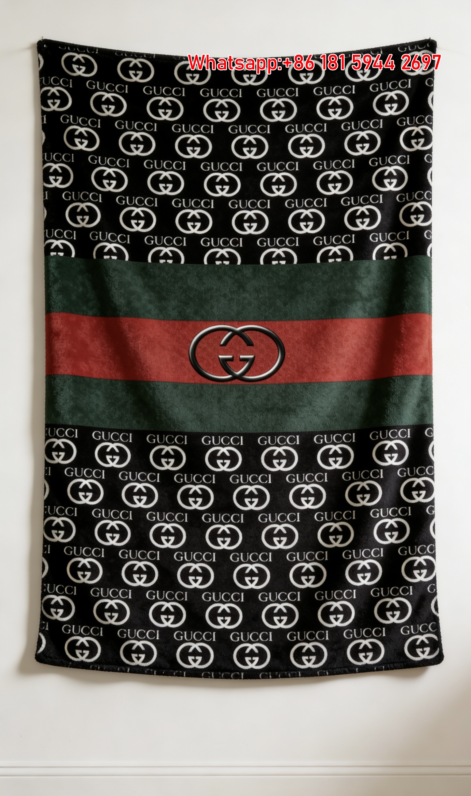 Gucci GG Monogram & Web Stripe Throw blankets IMG_2681